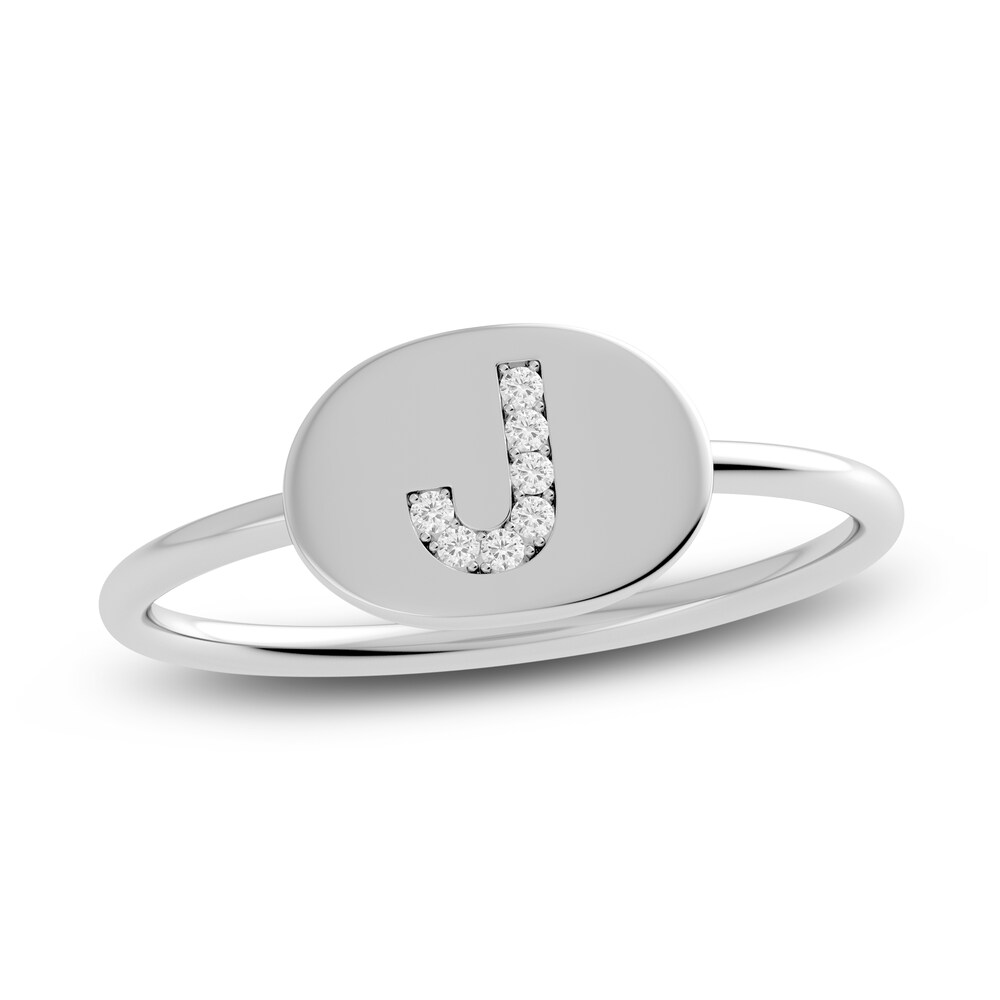 Juliette Maison Diamond Initial Oval Signet Ring 1/15 ct tw Round 10K White Gold txdkvknJ Juliette Maison Diamond Initial Oval Signet Ring 1/15 ct tw Round 10K White Gold txdkvknJ