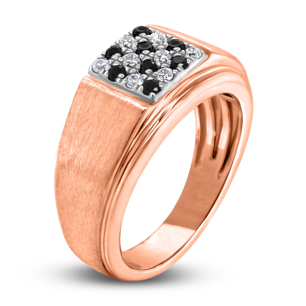 Men\'s Black & White Diamond Anniversary Ring 1/3 ct tw Round 14K Two-Tone Gold u8b6btmF