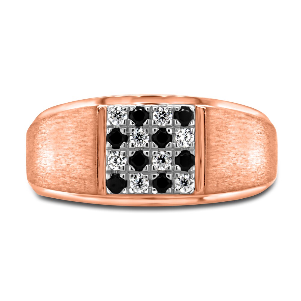 Men\'s Black & White Diamond Anniversary Ring 1/3 ct tw Round 14K Two-Tone Gold u8b6btmF