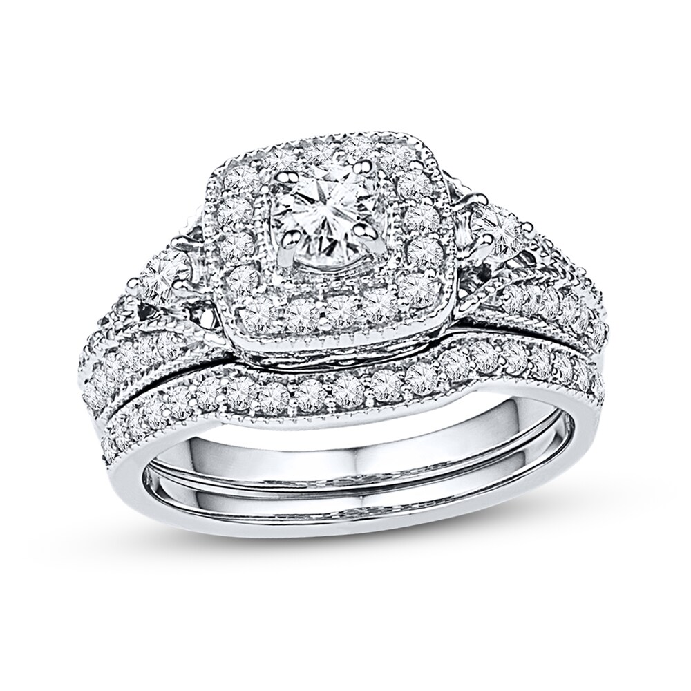 Diamond Bridal Set 7/8 ct tw Round-cut 14K White Gold u9siXrVT Diamond Bridal Set 7/8 ct tw Round-cut 14K White Gold u9siXrVT
