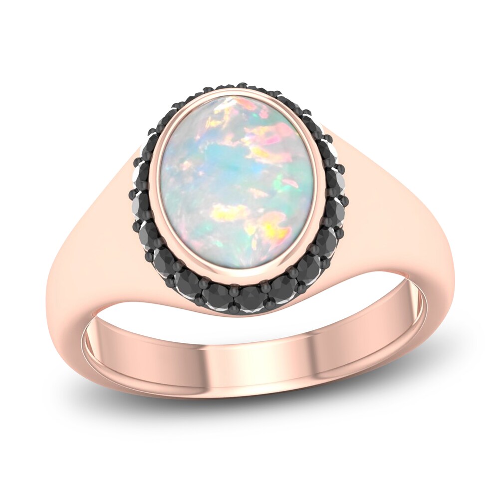 Natural Opal & Black Diamond Ring 1/4 ct tw Diamonds 10K Rose Gold uH3tpJxk Natural Opal & Black Diamond Ring 1/4 ct tw Diamonds 10K Rose Gold uH3tpJxk