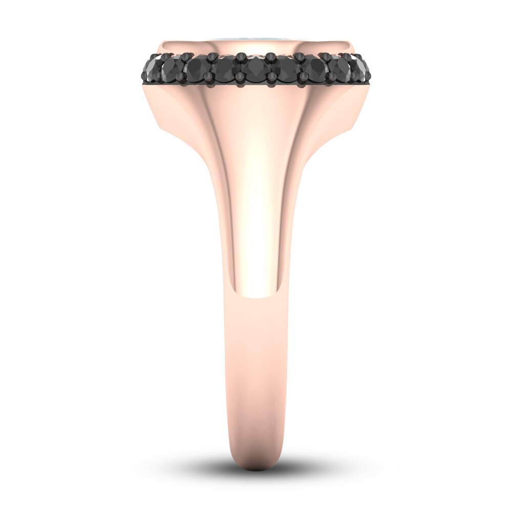 Natural Opal & Black Diamond Ring 1/4 ct tw Diamonds 10K Rose Gold uH3tpJxk