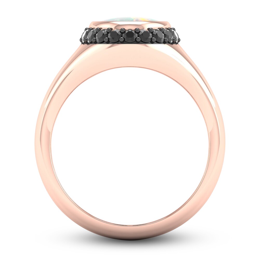 Natural Opal & Black Diamond Ring 1/4 ct tw Diamonds 10K Rose Gold uH3tpJxk