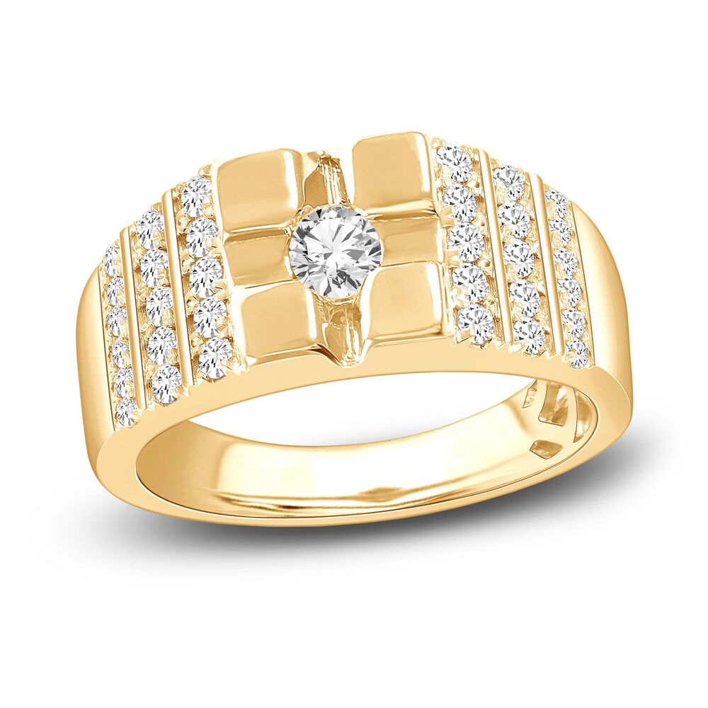 Men's Diamond Ring 1 ct tw Round 14K Yellow Gold uKEPpzFB