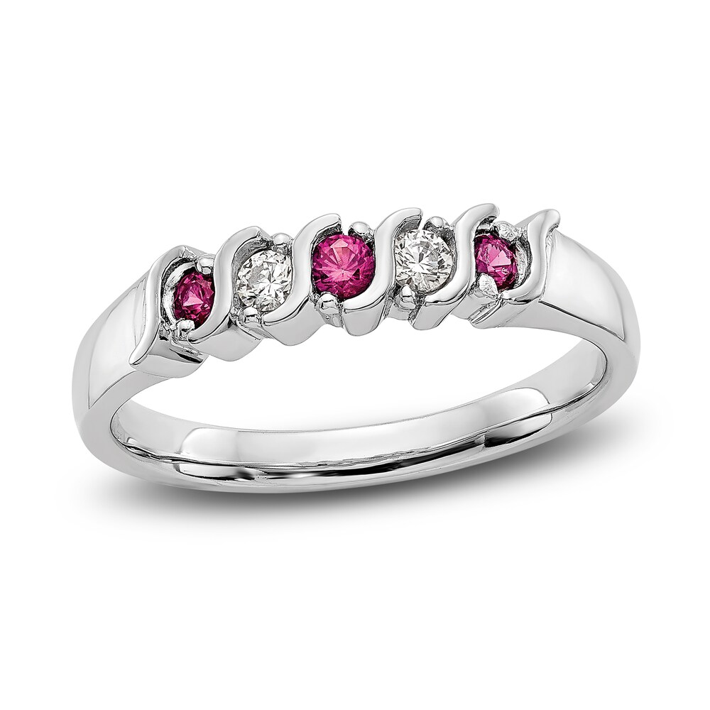 Natural Ruby Stackable Ring 1/10 ct tw Diamonds 14K White Gold uOVzYsKH Natural Ruby Stackable Ring 1/10 ct tw Diamonds 14K White Gold uOVzYsKH