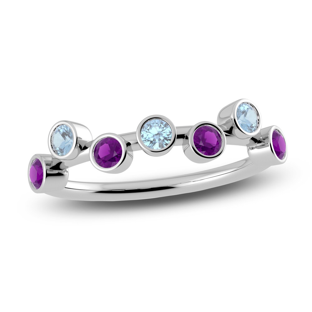 Juliette Maison Natural Amethyst & Natural Aquamarine Ring 10K White Gold uT2OoXzC Juliette Maison Natural Amethyst & Natural Aquamarine Ring 10K White Gold uT2OoXzC