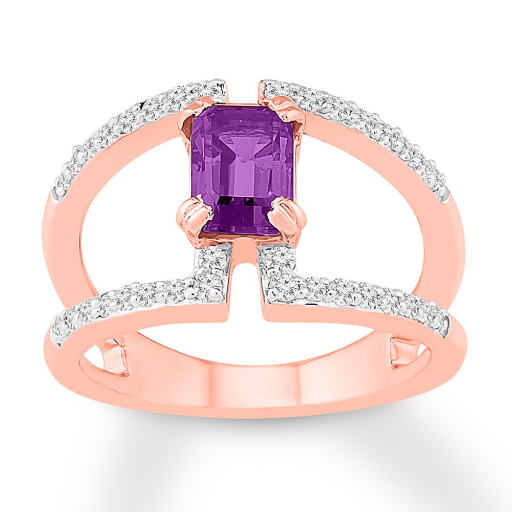 Amethyst Ring Lab-Created White Sapphires 10K Rose Gold uXjEyu9N Amethyst Ring Lab-Created White Sapphires 10K Rose Gold uXjEyu9N