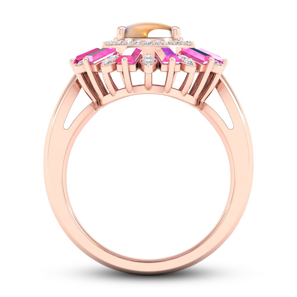 Opal Ring Diamond/Pink Sapphire 1/5 ct tw 10K Rose Gold udtj7cRs Opal Ring Diamond/Pink Sapphire 1/5 ct tw 10K Rose Gold udtj7cRs