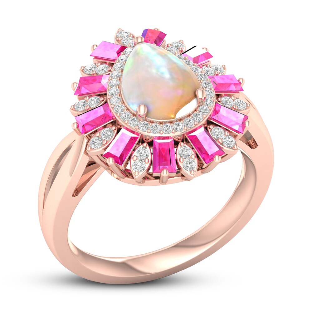 Opal Ring Diamond/Pink Sapphire 1/5 ct tw 10K Rose Gold udtj7cRs Opal Ring Diamond/Pink Sapphire 1/5 ct tw 10K Rose Gold udtj7cRs
