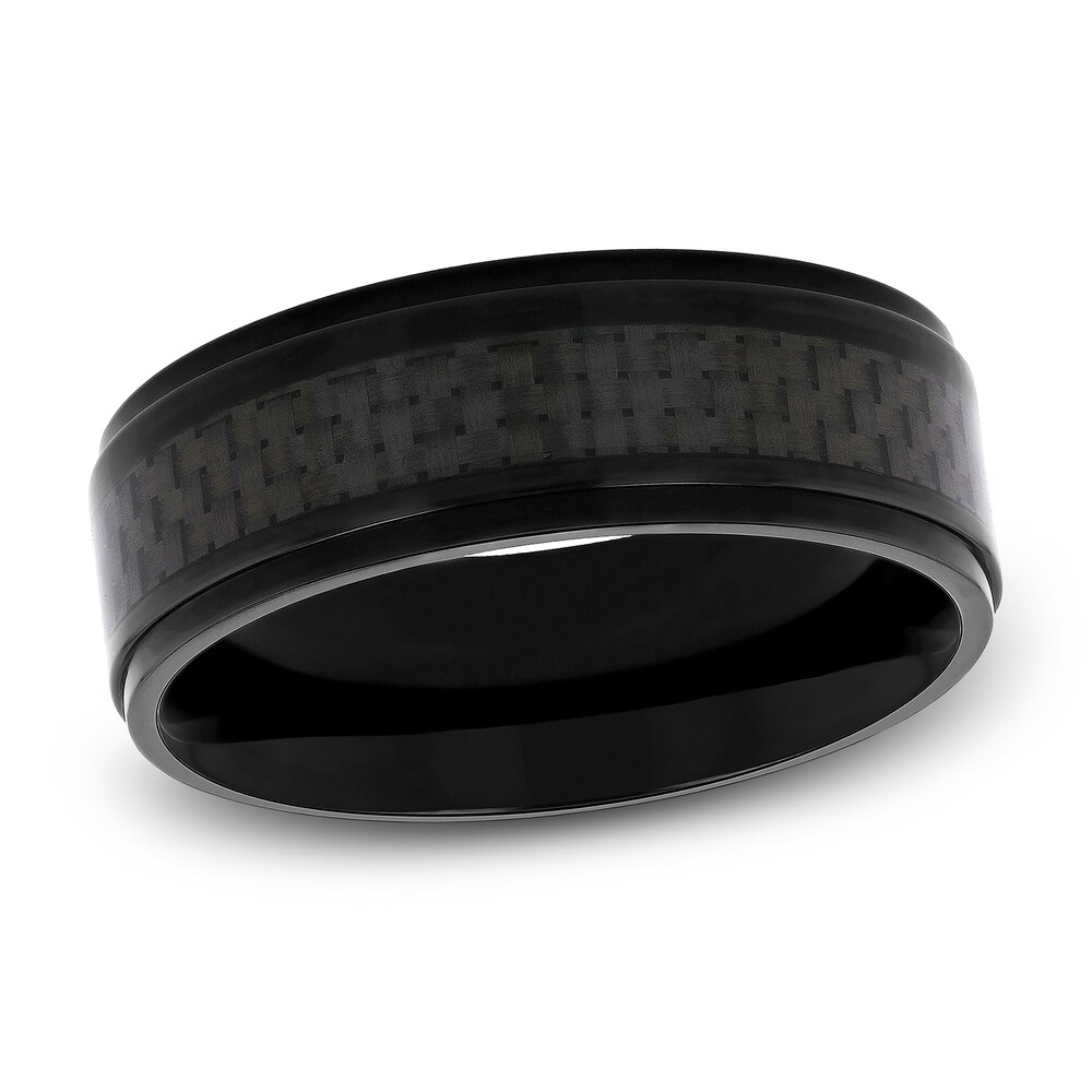 Wedding Band Black Titanium/Carbon Fiber 8mm utP5Vsc7