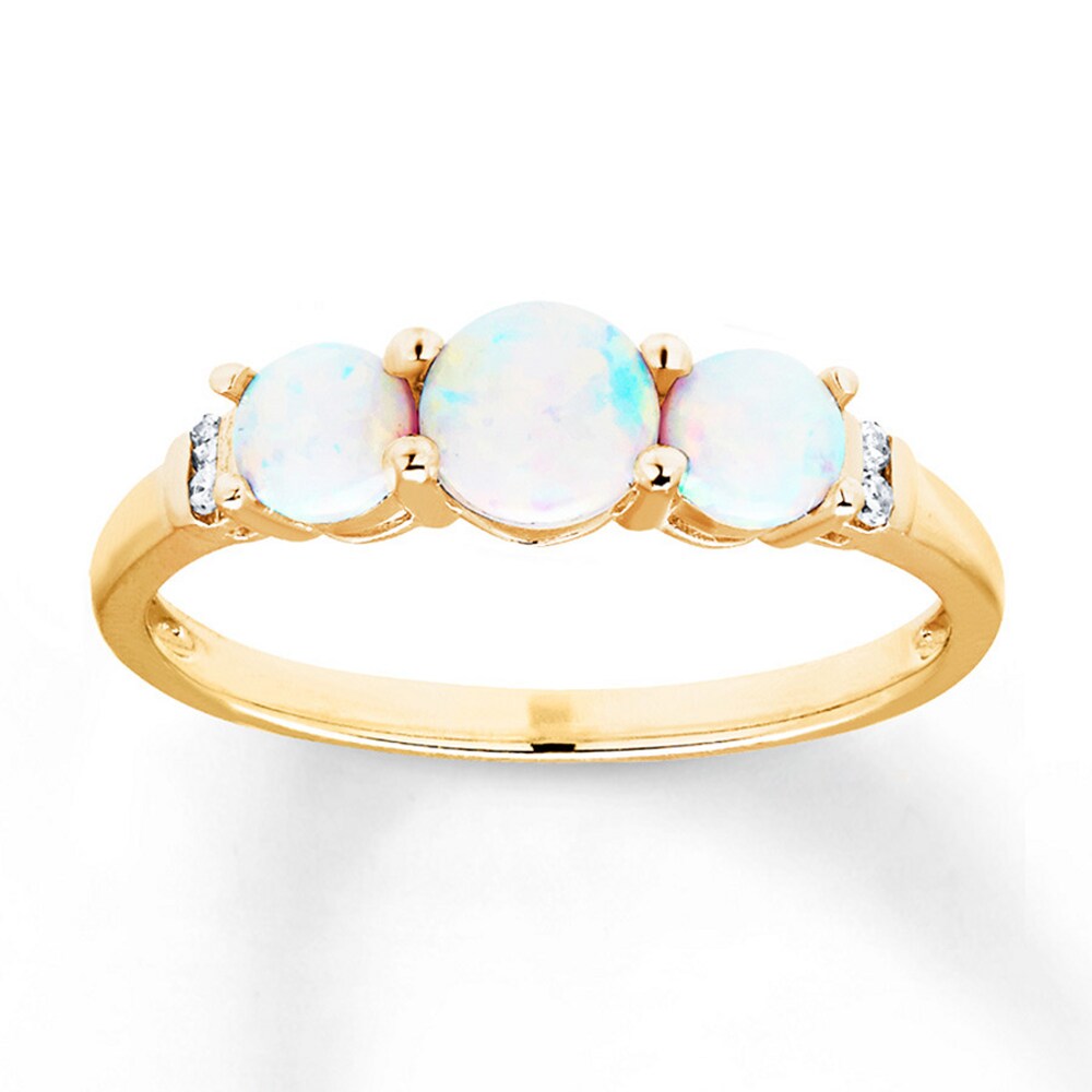 Lab-Created Opal Diamond Accents 10K Yellow Gold Ring vLVjHIuU Lab-Created Opal Diamond Accents 10K Yellow Gold Ring vLVjHIuU