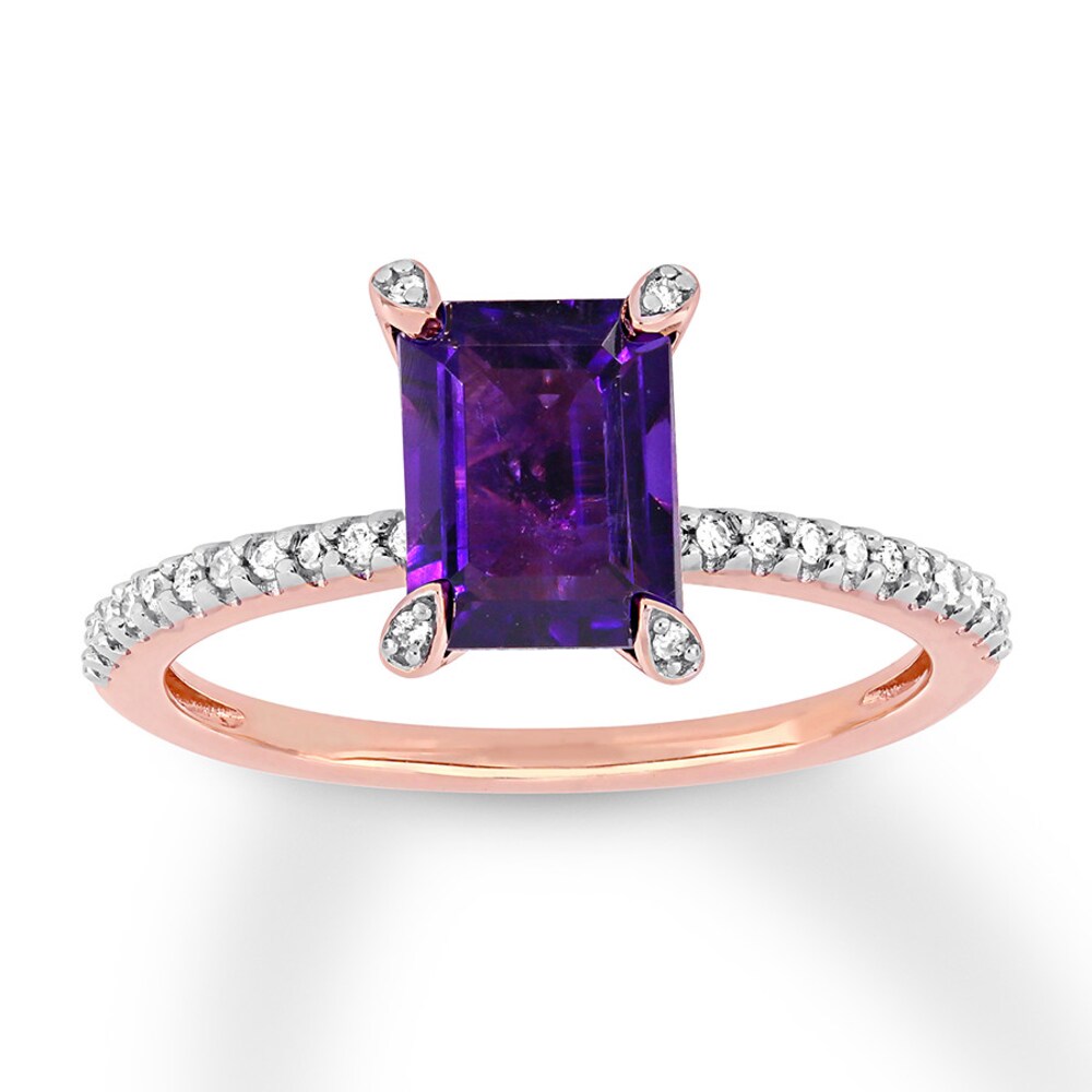 Amethyst Ring 1/10 carat tw Diamonds 10K Rose Gold vQ6TiV31 Amethyst Ring 1/10 carat tw Diamonds 10K Rose Gold vQ6TiV31