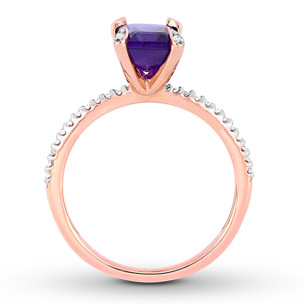 Amethyst Ring 1/10 carat tw Diamonds 10K Rose Gold vQ6TiV31