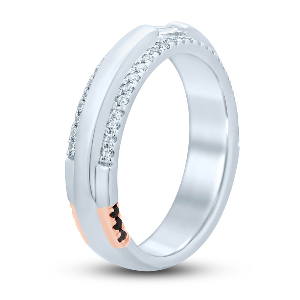 Pnina Tornai Found The One Men\'s Diamond Wedding Band 1/2 ct tw Round/Baguette 14K White Gold vca9cZHW