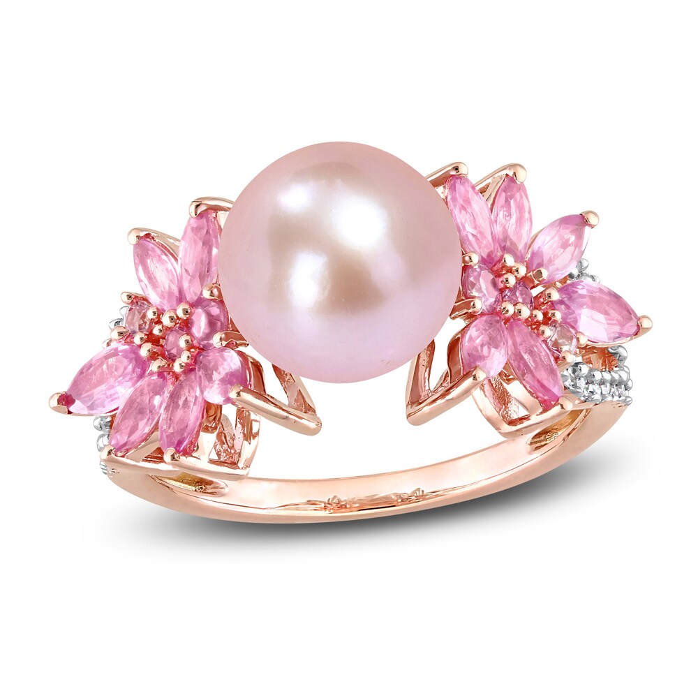 Pink Cultured Freshwater Pearl & Natural Pink Sapphire Ring 1/8 ct tw Diamonds 14K Rose Gold vxYFSfw0 Pink Cultured Freshwater Pearl & Natural Pink Sapphire Ring 1/8 ct tw Diamonds 14K Rose Gold vxYFSfw0