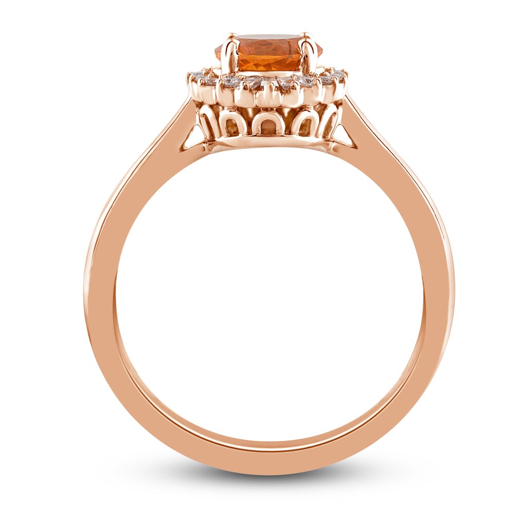 Natural Fire Opal Ring 1/6 ct tw Diamonds 10K Rose Gold w9s3IWl0 Natural Fire Opal Ring 1/6 ct tw Diamonds 10K Rose Gold w9s3IWl0