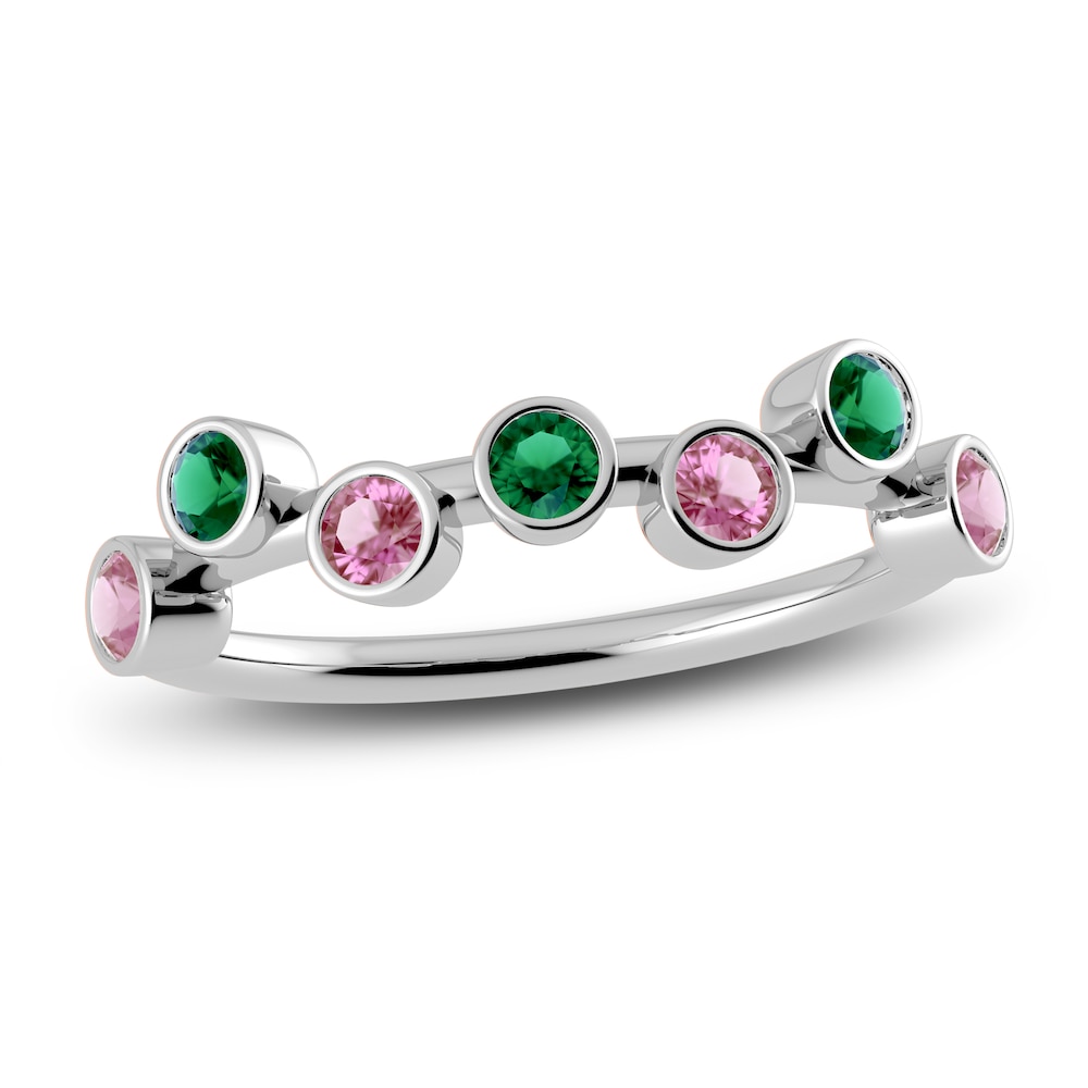 Juliette Maison Natural Pink Tourmaline & Natural Emerald Ring 10K White Gold wM4kARHJ Juliette Maison Natural Pink Tourmaline & Natural Emerald Ring 10K White Gold wM4kARHJ