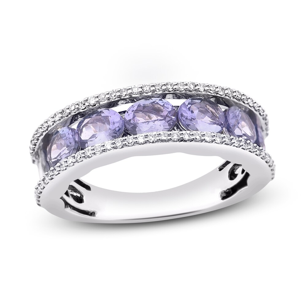 Natural Tanzanite Anniversary Ring 1/4 ct tw Diamonds 14K White Gold wTOx0ghN Natural Tanzanite Anniversary Ring 1/4 ct tw Diamonds 14K White Gold wTOx0ghN