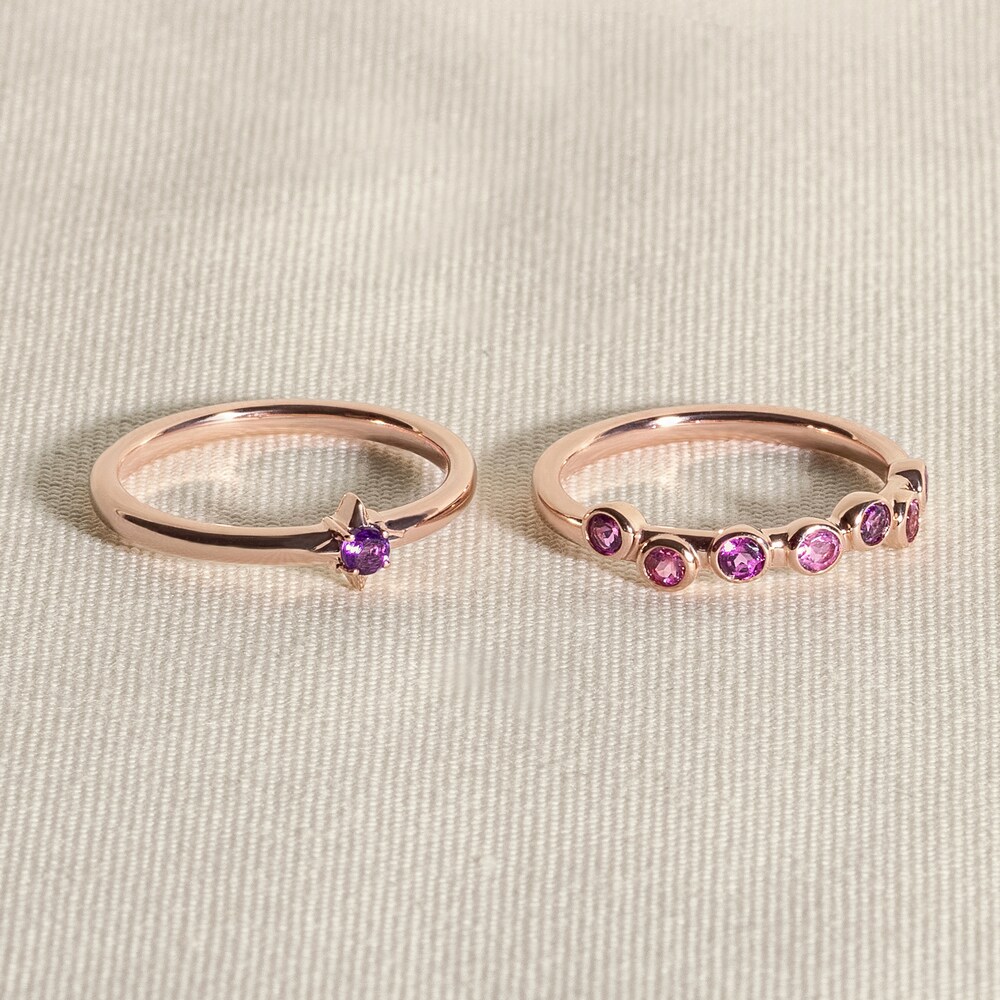 Juliette Maison Natural Amethyst & Natural Pink Tourmaline Ring 10K Yellow Gold wTVVWrp7