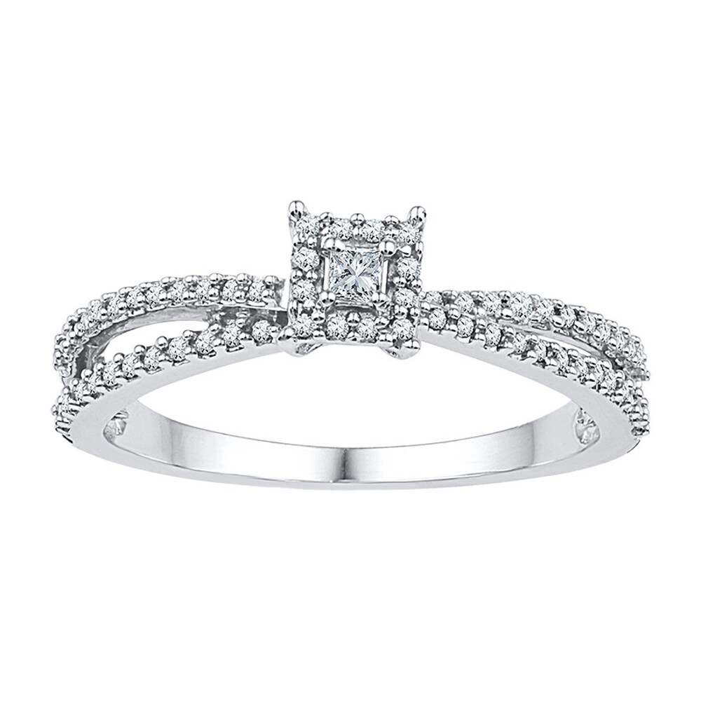 Diamond Promise Ring 1/4 ct tw Princess-cut 10K White Gold wWlGD2WD Diamond Promise Ring 1/4 ct tw Princess-cut 10K White Gold wWlGD2WD