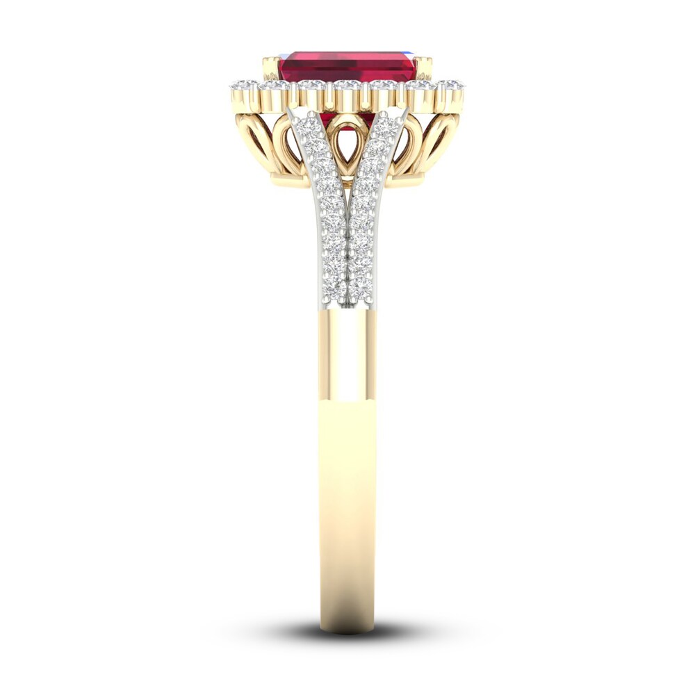Lab-Created Ruby & Lab-Created White Sapphire Ring 10K Yellow Gold weEV31QM