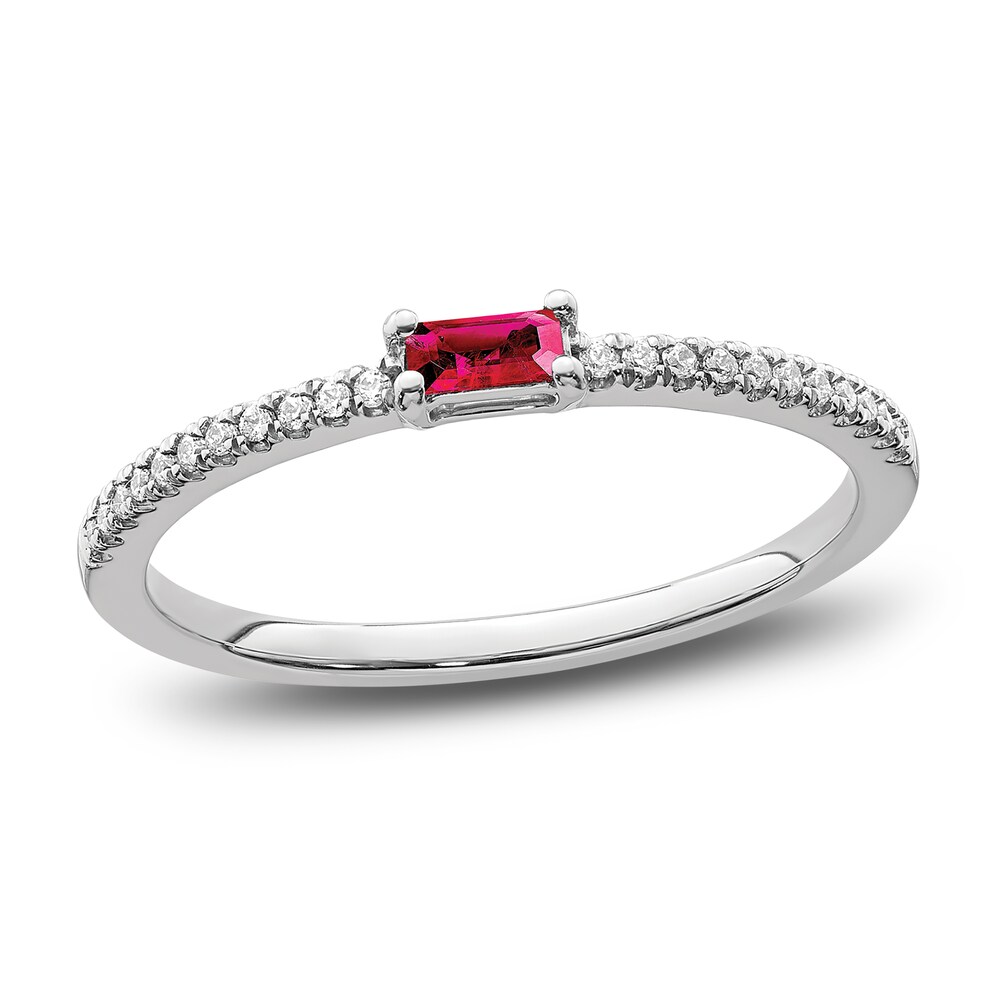 Natural Ruby Stackable Ring 1/15 ct tw Diamonds 14K White Gold wfL0wFnu Natural Ruby Stackable Ring 1/15 ct tw Diamonds 14K White Gold wfL0wFnu