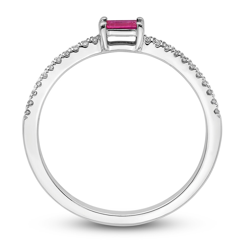 Natural Ruby Stackable Ring 1/15 ct tw Diamonds 14K White Gold wfL0wFnu