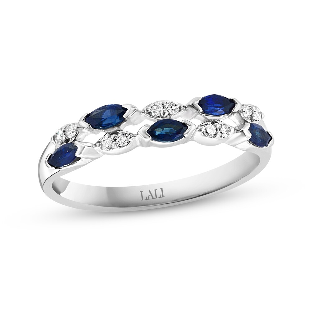 LALI Jewels Natural Blue Sapphire Engagement Ring 1/15 ct tw Diamonds 14K White Gold wp0EN597 LALI Jewels Natural Blue Sapphire Engagement Ring 1/15 ct tw Diamonds 14K White Gold wp0EN597