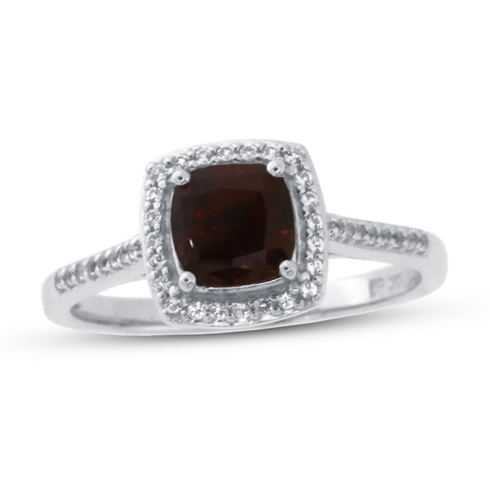 Garnet & White Topaz Ring 10K White Gold wq1bYzrB Garnet & White Topaz Ring 10K White Gold wq1bYzrB