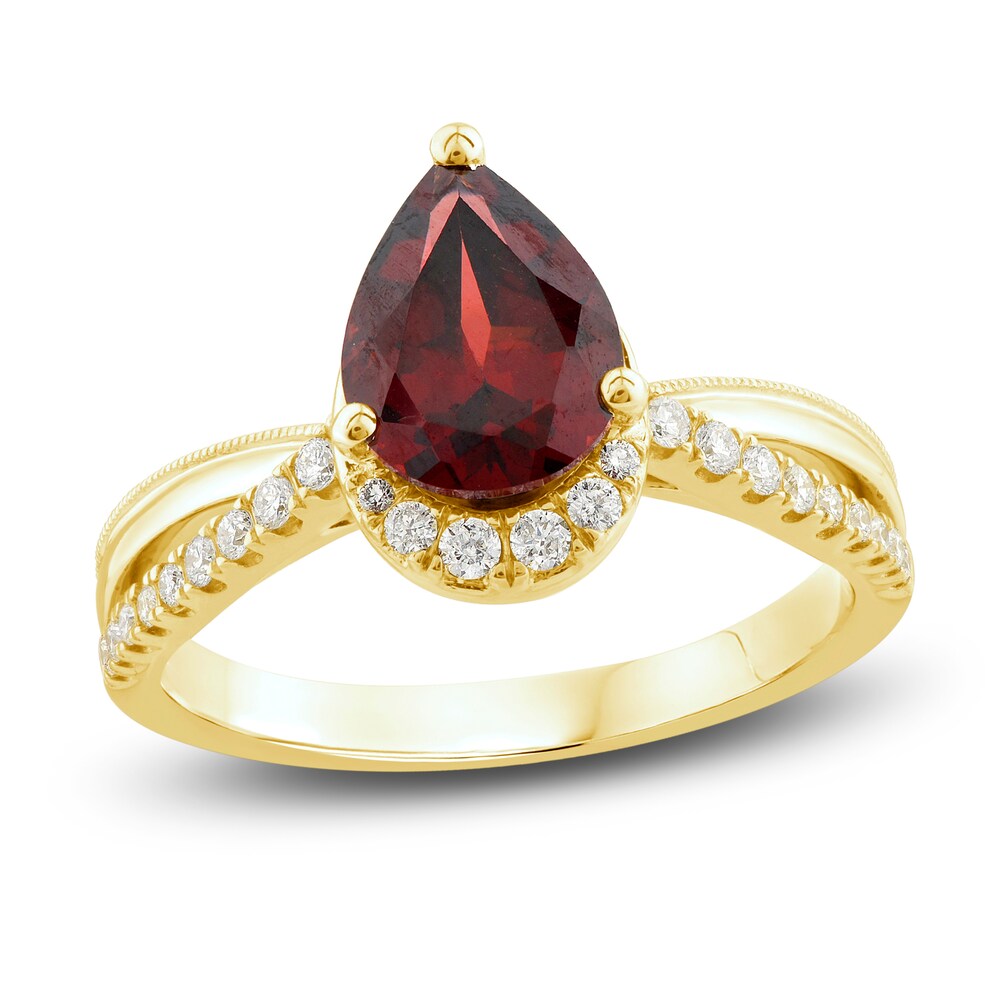 Natural Garnet Ring 1/5 ct tw Diamonds 10K Yellow Gold wsZr2Mzs Natural Garnet Ring 1/5 ct tw Diamonds 10K Yellow Gold wsZr2Mzs
