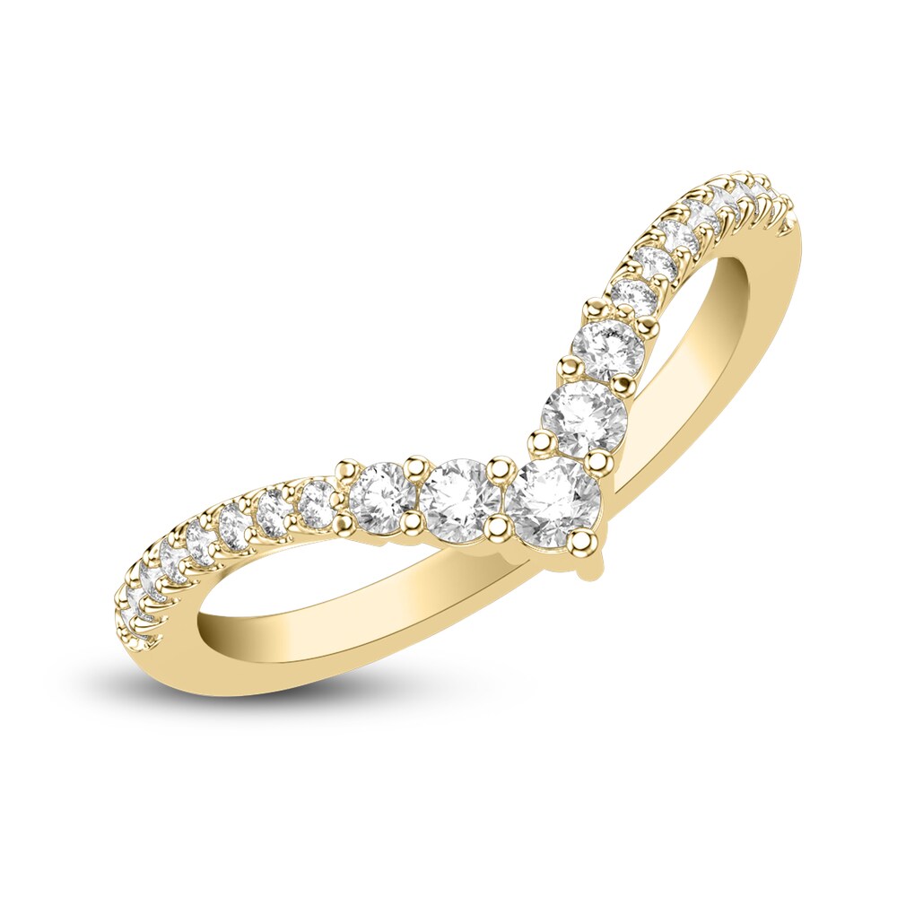 Diamond Chevron Wedding Band 1/3 ct tw Round 14K Yellow Gold wsohYXqx