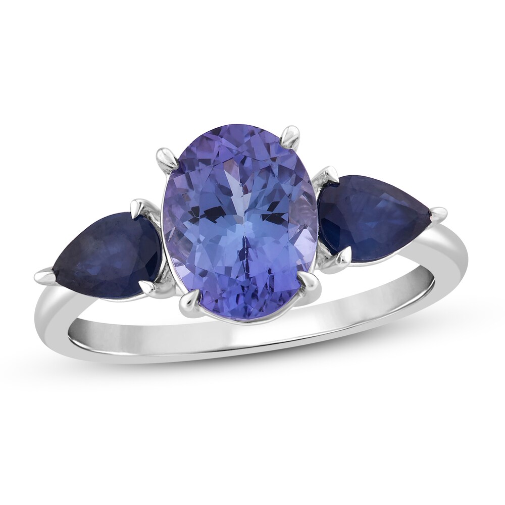 Natural Blue Sapphire & Natural Tanzanite Ring 10K White Gold x45UbQh9 Natural Blue Sapphire & Natural Tanzanite Ring 10K White Gold x45UbQh9