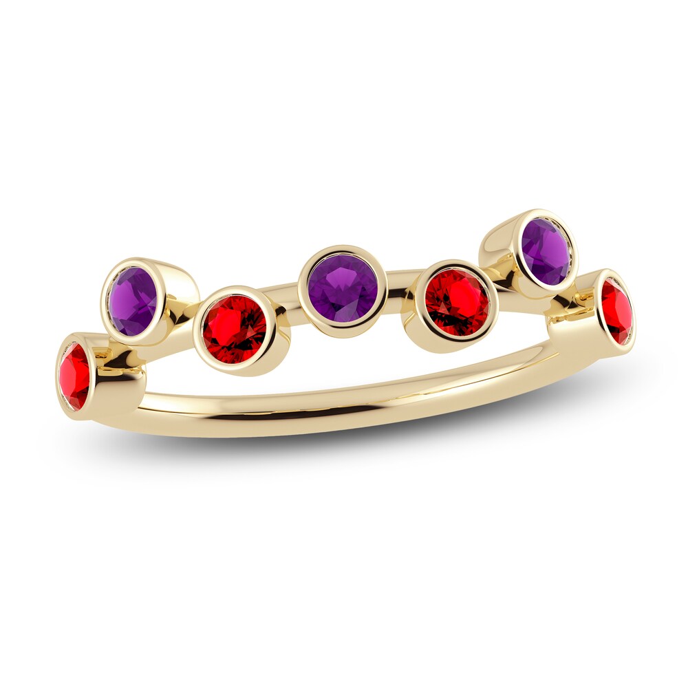 Juliette Maison Natural Amethyst & Natural Ruby Ring 10K Yellow Gold x6hsV8la Juliette Maison Natural Amethyst & Natural Ruby Ring 10K Yellow Gold x6hsV8la