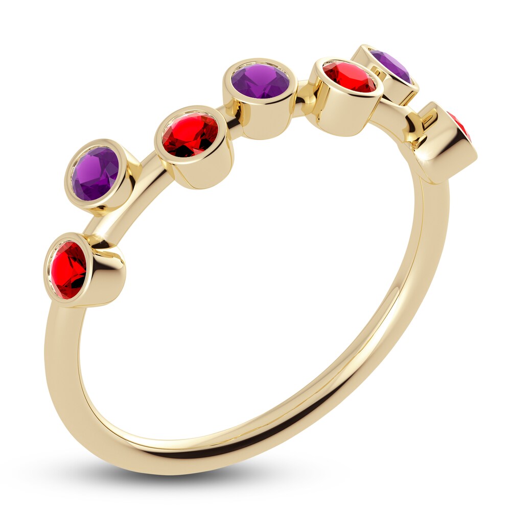 Juliette Maison Natural Amethyst & Natural Ruby Ring 10K Yellow Gold x6hsV8la