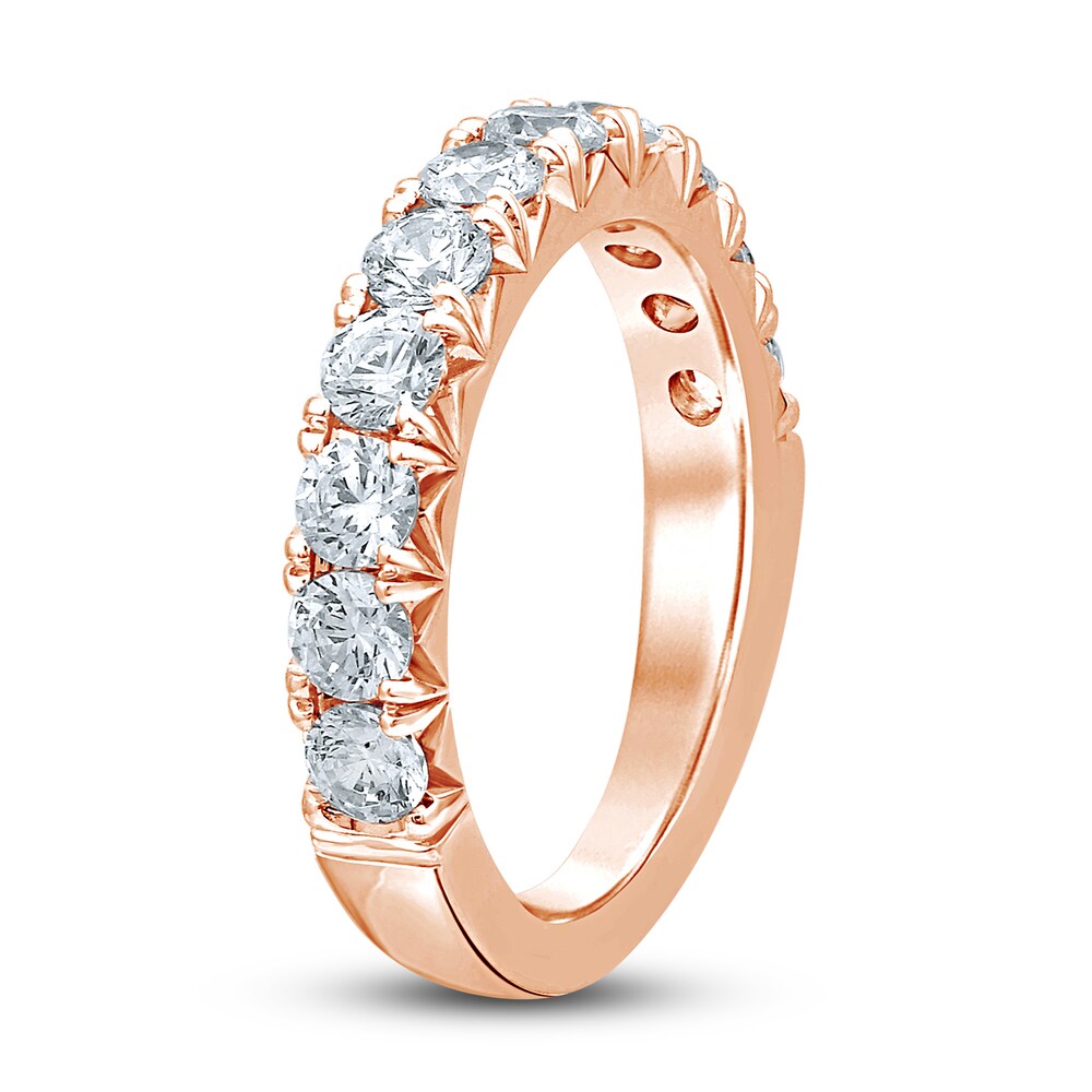 French Pave Diamond Wedding Band 1-1/2 ct tw Round 14K Rose Gold xDF1INHB