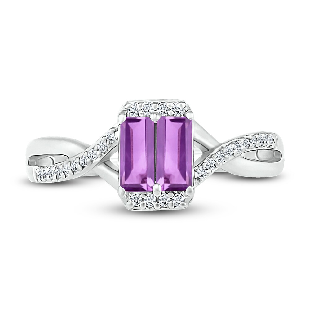 Natural Amethyst Ring 1/10 ct tw Diamonds Sterling Silver xJpirukn Natural Amethyst Ring 1/10 ct tw Diamonds Sterling Silver xJpirukn