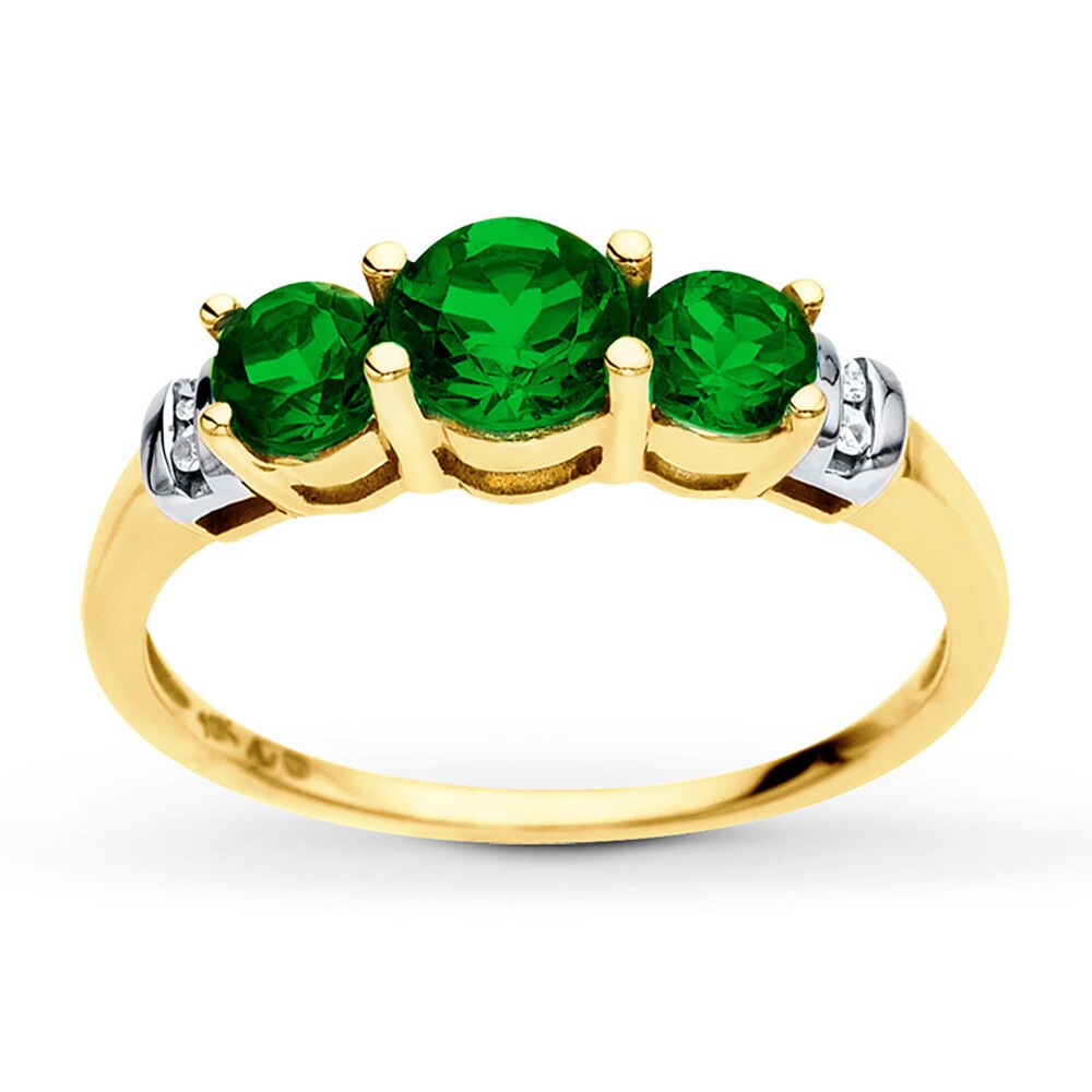 Lab-Created Emerald Ring Diamond Accents 10K Yellow Gold xLolNWXG Lab-Created Emerald Ring Diamond Accents 10K Yellow Gold xLolNWXG