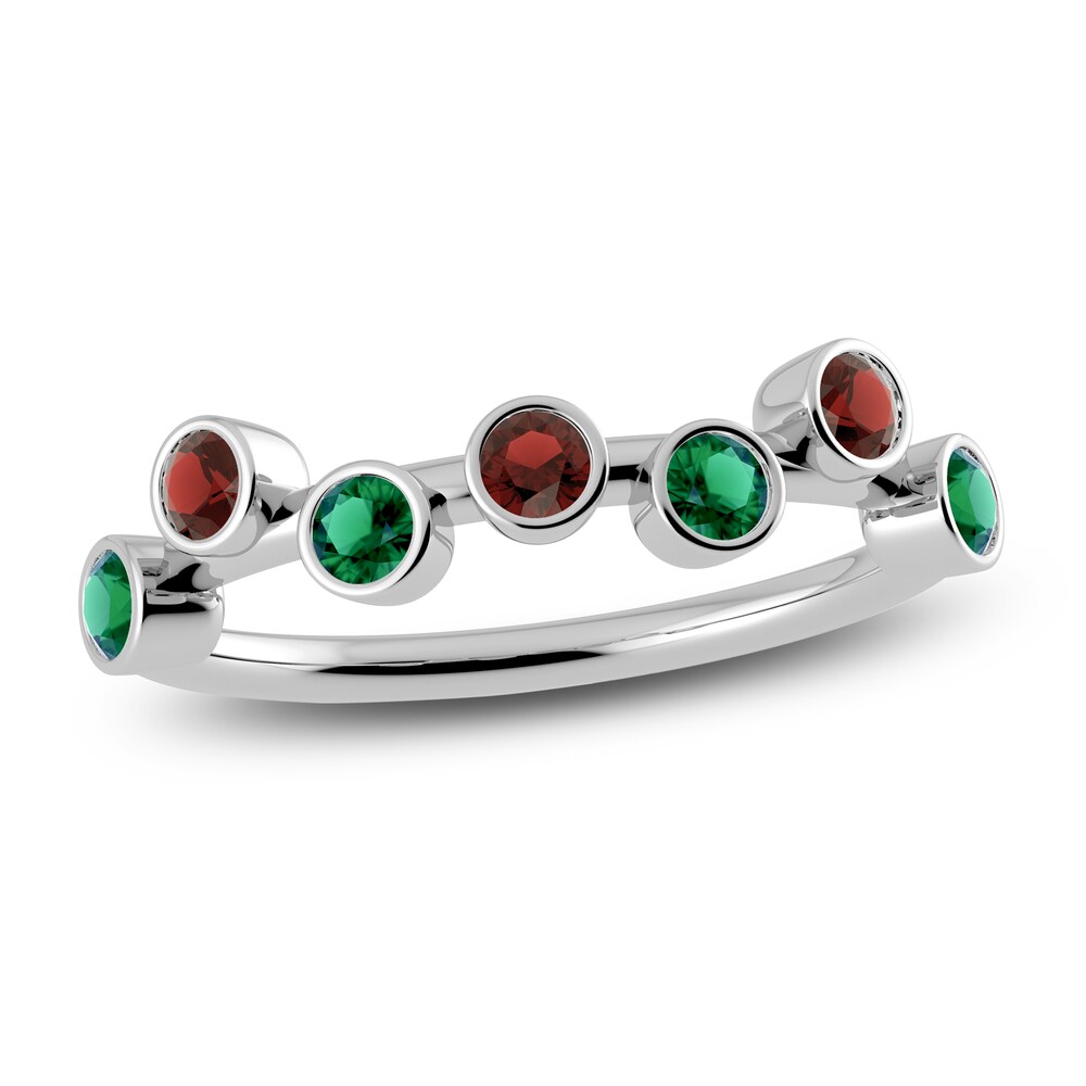 Juliette Maison Natural Emerald & Natural Garnet Ring 10K White Gold xWgX7Mkf