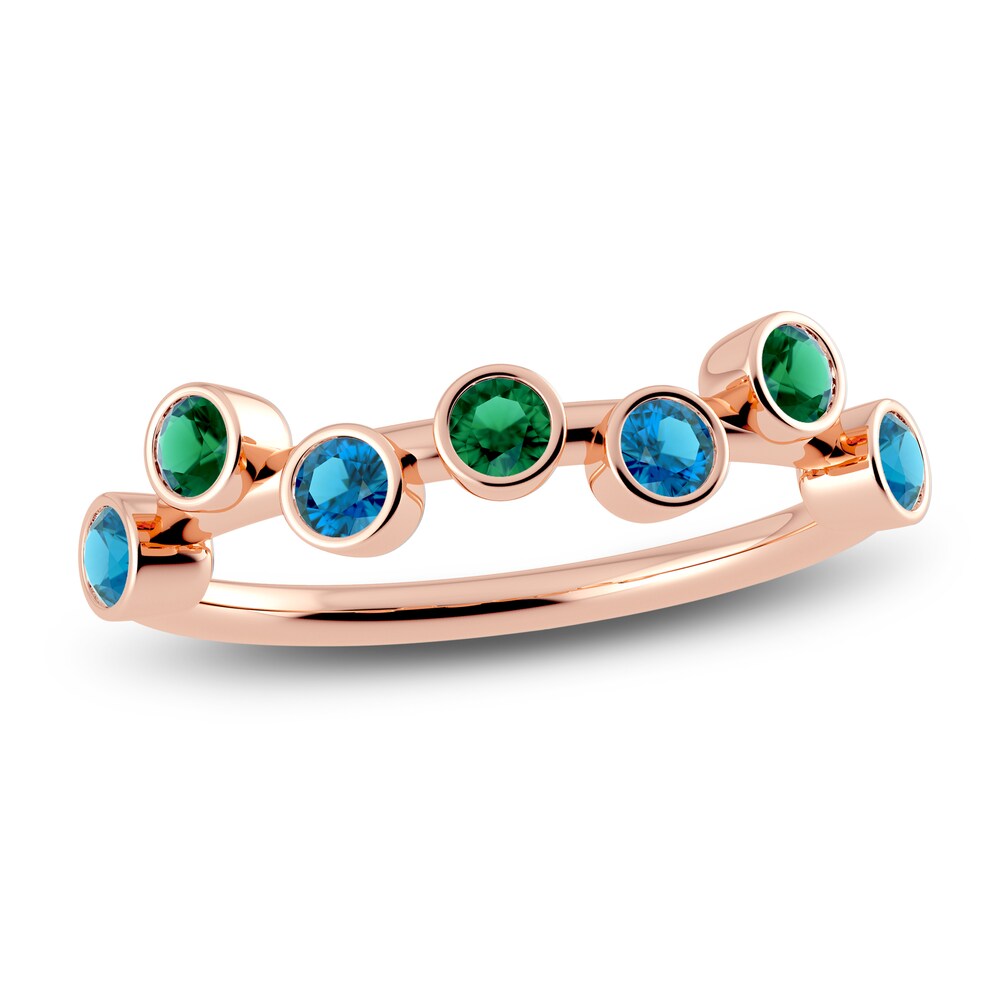 Juliette Maison Natural Blue Zircon & Natural Emerald Ring 10K Rose Gold xZsVFfFM