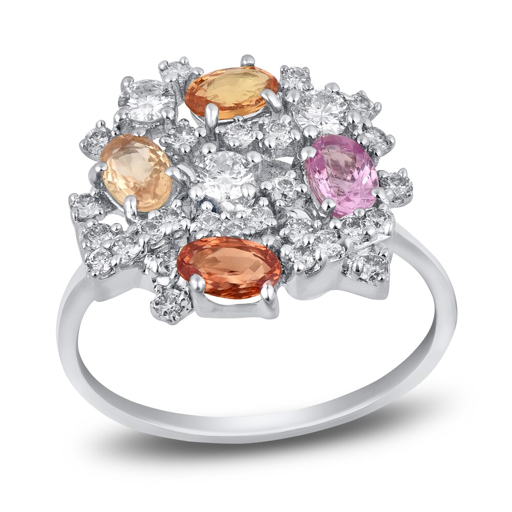 Natural Multi-Sapphire Ring 5/8 ct tw Round 14K White Gold xcY0XDnH Natural Multi-Sapphire Ring 5/8 ct tw Round 14K White Gold xcY0XDnH