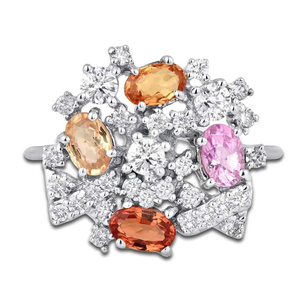 Natural Multi-Sapphire Ring 5/8 ct tw Round 14K White Gold xcY0XDnH Natural Multi-Sapphire Ring 5/8 ct tw Round 14K White Gold xcY0XDnH