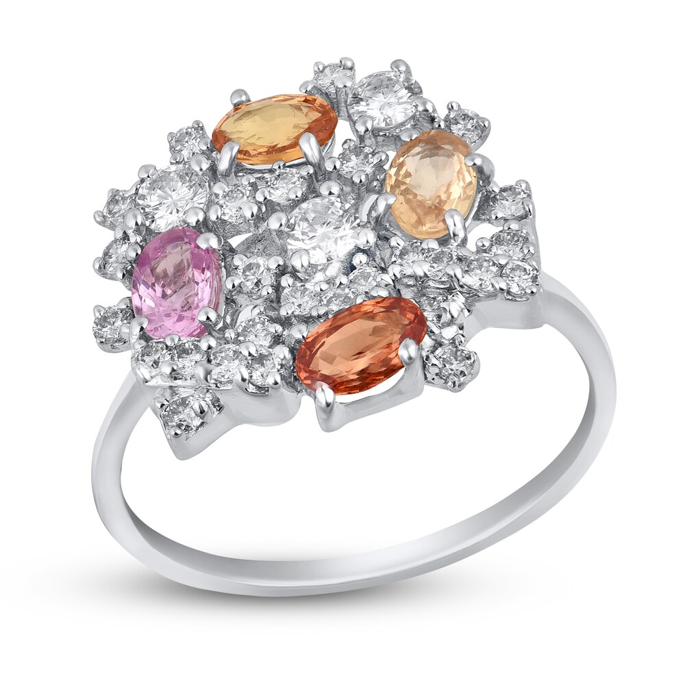 Natural Multi-Sapphire Ring 5/8 ct tw Round 14K White Gold xcY0XDnH Natural Multi-Sapphire Ring 5/8 ct tw Round 14K White Gold xcY0XDnH