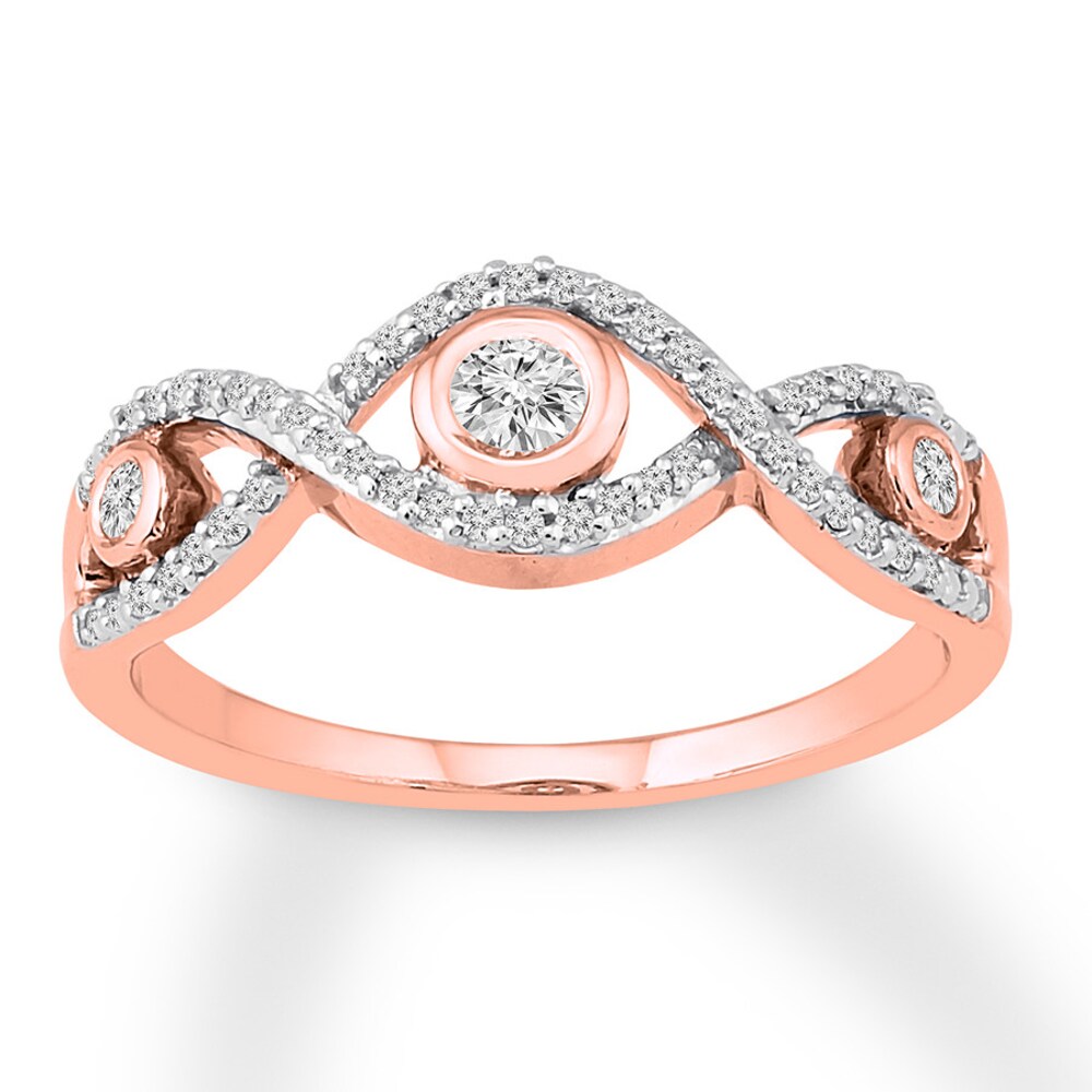 Diamond Ring 1/4 ct tw Bezel-set Round 10K Rose Gold xhKidskI Diamond Ring 1/4 ct tw Bezel-set Round 10K Rose Gold xhKidskI