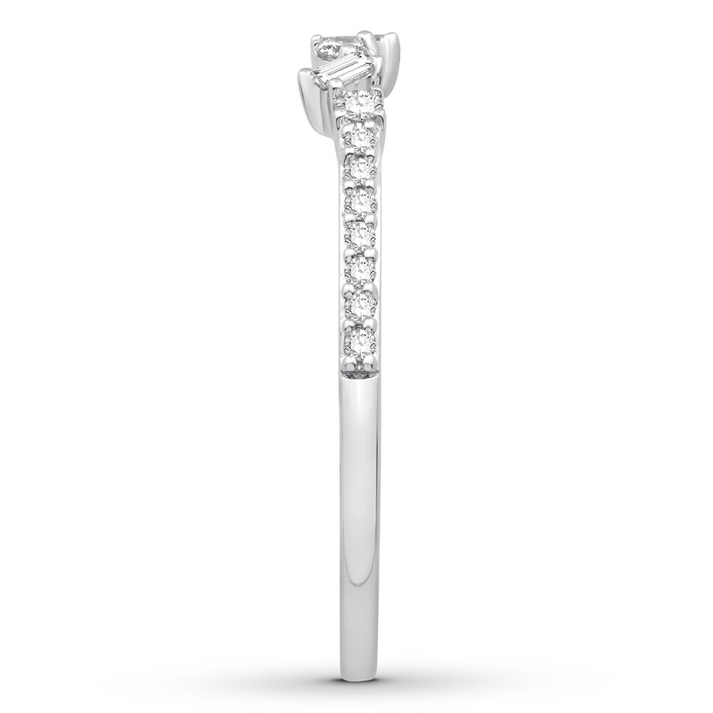 Diamond Anniversary Ring 1/6 ct tw Round/Baguette 10K White Gold xkrFSfK5 Diamond Anniversary Ring 1/6 ct tw Round/Baguette 10K White Gold xkrFSfK5