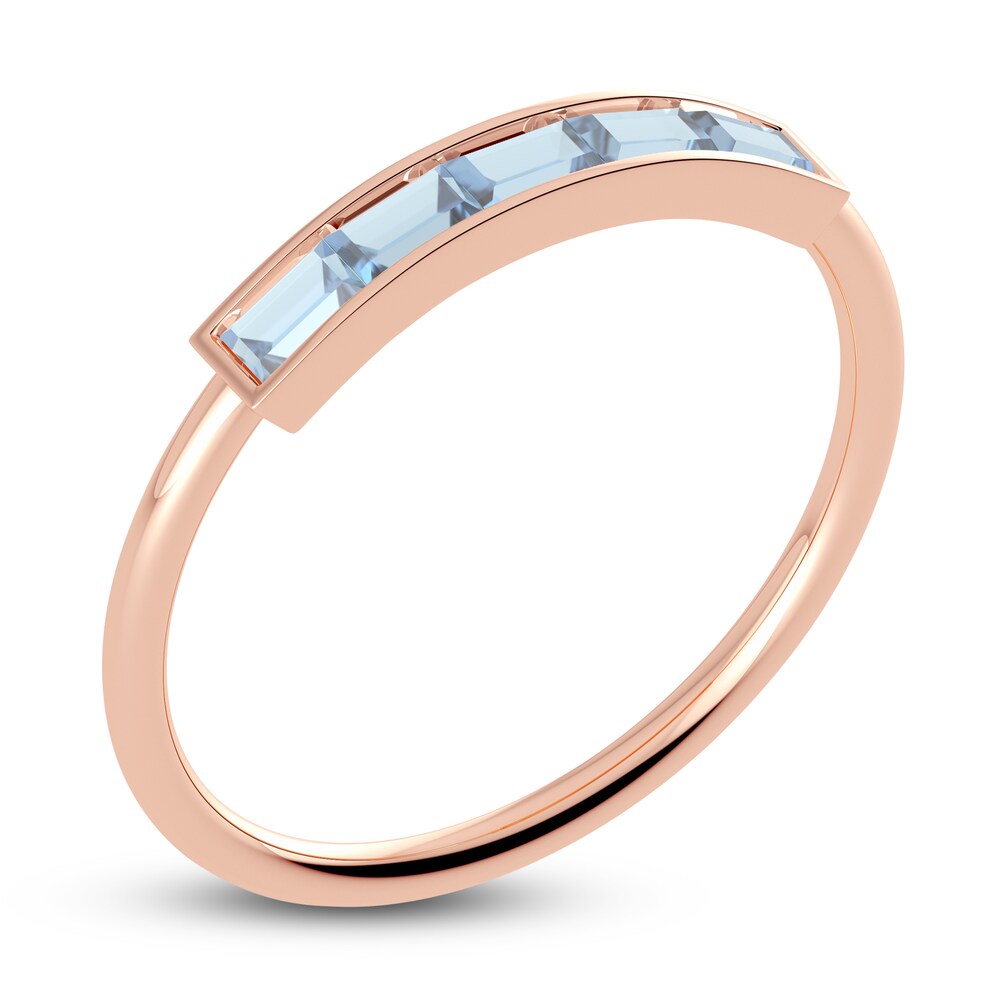 Juliette Maison Natural Aquamarine Baguette Bar Ring 10K Rose Gold xmLwvAnz