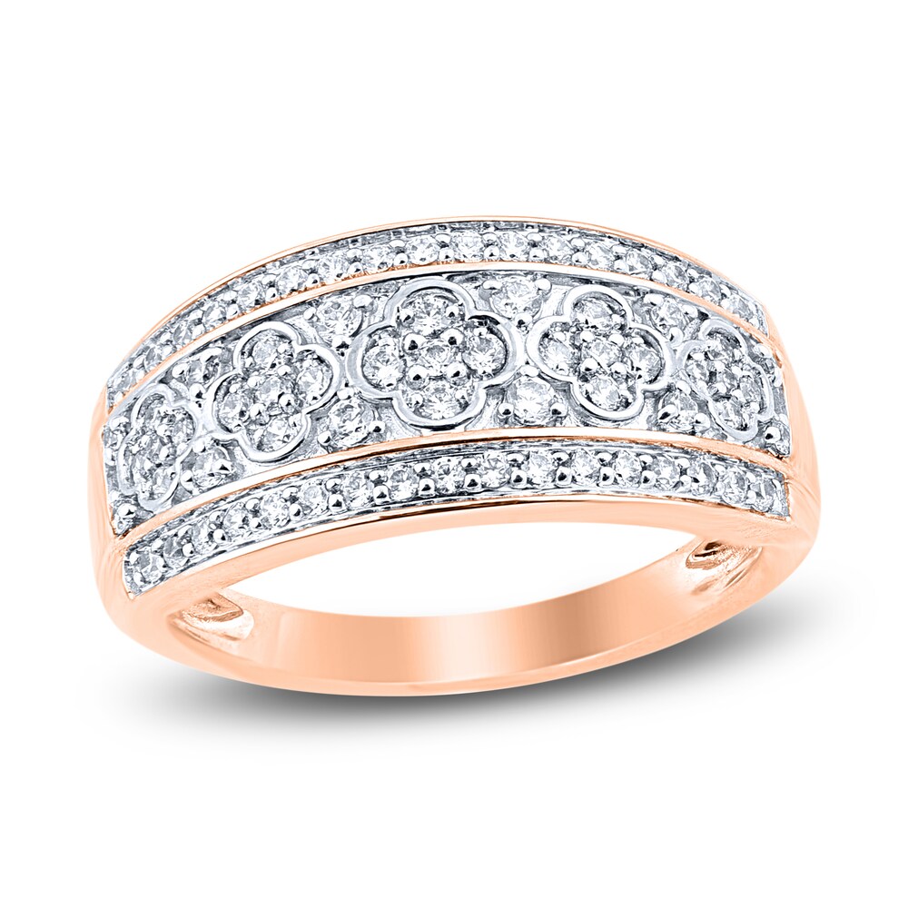 Diamond Floral Wedding Band 1/2 ct tw Round 14K Rose Gold xoXTW0h9 Diamond Floral Wedding Band 1/2 ct tw Round 14K Rose Gold xoXTW0h9
