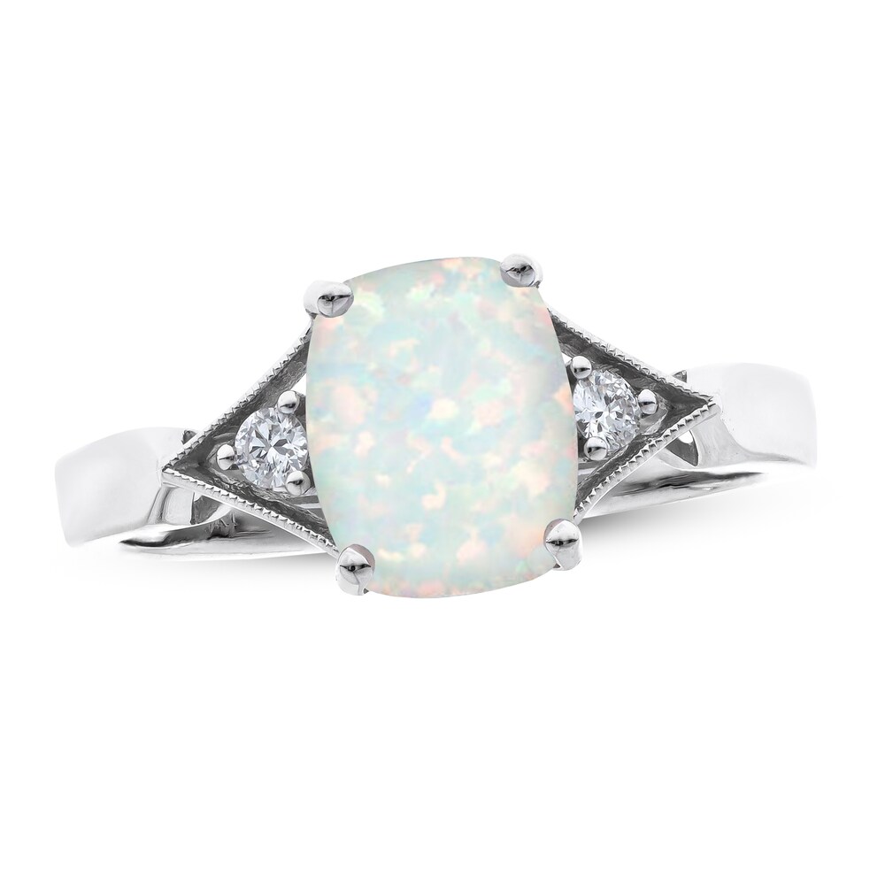 Opal Ring 1/20 ct tw Diamonds 10K White Gold xylXr5O9 Opal Ring 1/20 ct tw Diamonds 10K White Gold xylXr5O9