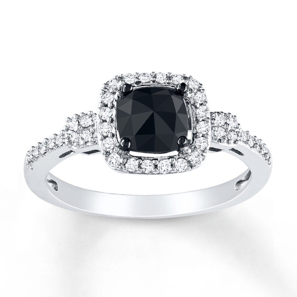 Black Diamond Ring 1 ct tw Cushion-cut 14K White Gold xzC7i4Il Black Diamond Ring 1 ct tw Cushion-cut 14K White Gold xzC7i4Il