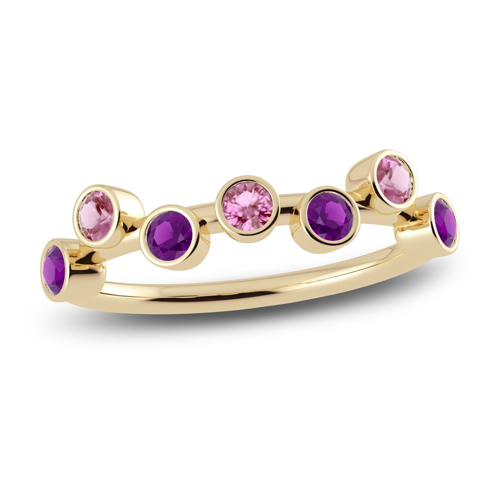 Juliette Maison Natural Amethyst & Natural Pink Tourmaline Ring 10K Yellow Gold y3BXC0HA