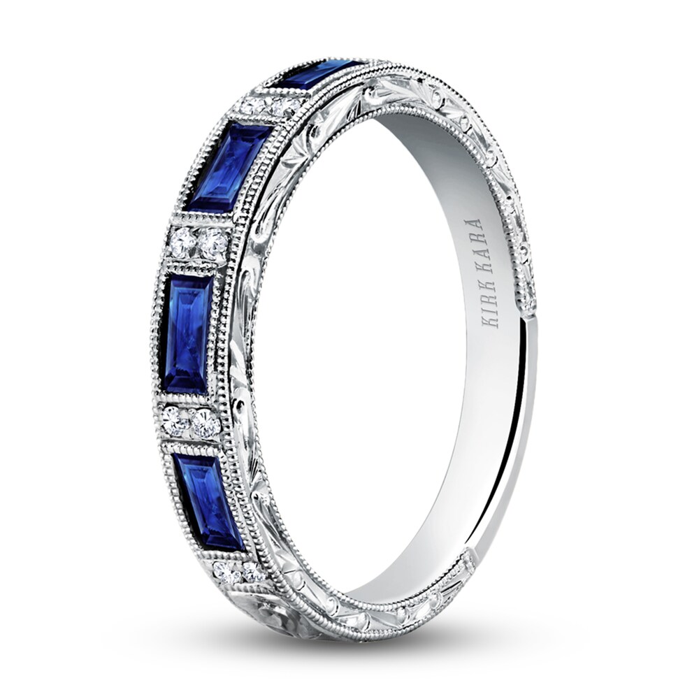 Kirk Kara Diamond & Blue Sapphire Wedding Band 1/20 ct tw Round Platinum yArrfqGO Kirk Kara Diamond & Blue Sapphire Wedding Band 1/20 ct tw Round Platinum yArrfqGO